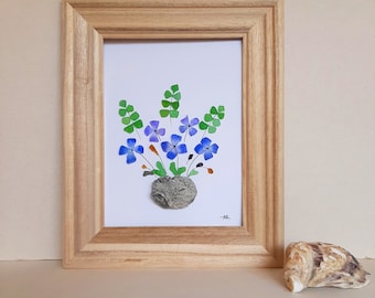 Sea Glass art, Sea glass flower, Sea shell flowers, Gorgeous Family gift, Friends, Birthday,  Mother's Day gift, Anniversary, Retirement