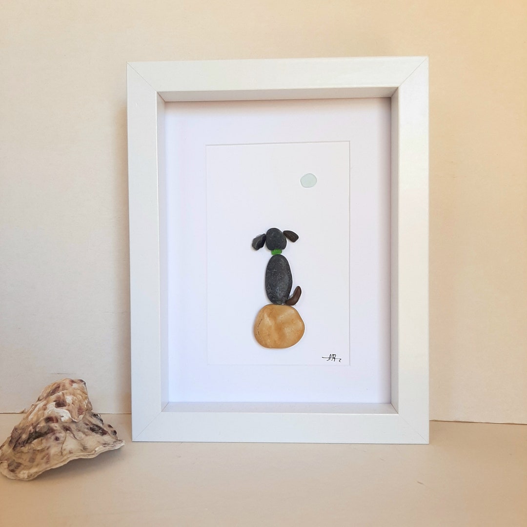 Pebble Art Dog, Sea Glass Art Dog, Dog Lover, Kids, Birthday Present