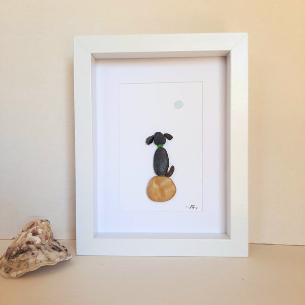 Pebble art dog, Sea Glass art dog, Dog lover, Kids, Birthday present, Handmade,Home Wall decor,Stone Rock Art, Pet, Great Family gift