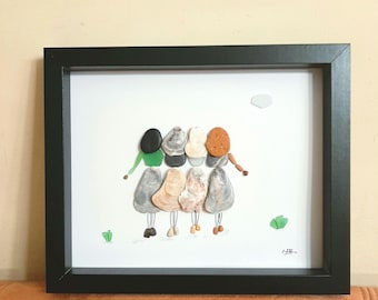 Pebble Art Besties, Beste Freunde, Mutter und Tochter, Schwestern, Rock Art Mutter Geschenk, Geburtstagsgeschenk, Jubiläumsgeschenk, Kollegen Geschenk