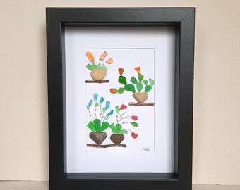 Sea Glass art, Sea glass flower, Sea shell flowers, Gorgeous Family gift, Friends, Birthday,  Mother's Day gift, Anniversary, Retirement