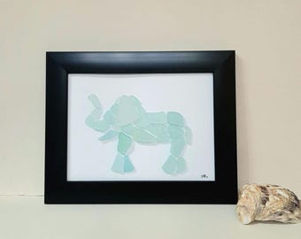 Sea Glass Art, Sea glass elephant, Gorgeous gift for Family, Best friend gift, Birthday Gift,Housewarming, Mother's Day gift, Anniversary