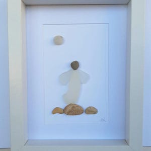 Sea glass angel, Pebble art, Sea glass art, Family gift, Best friend gift, Religious gift, Blessing, To remember