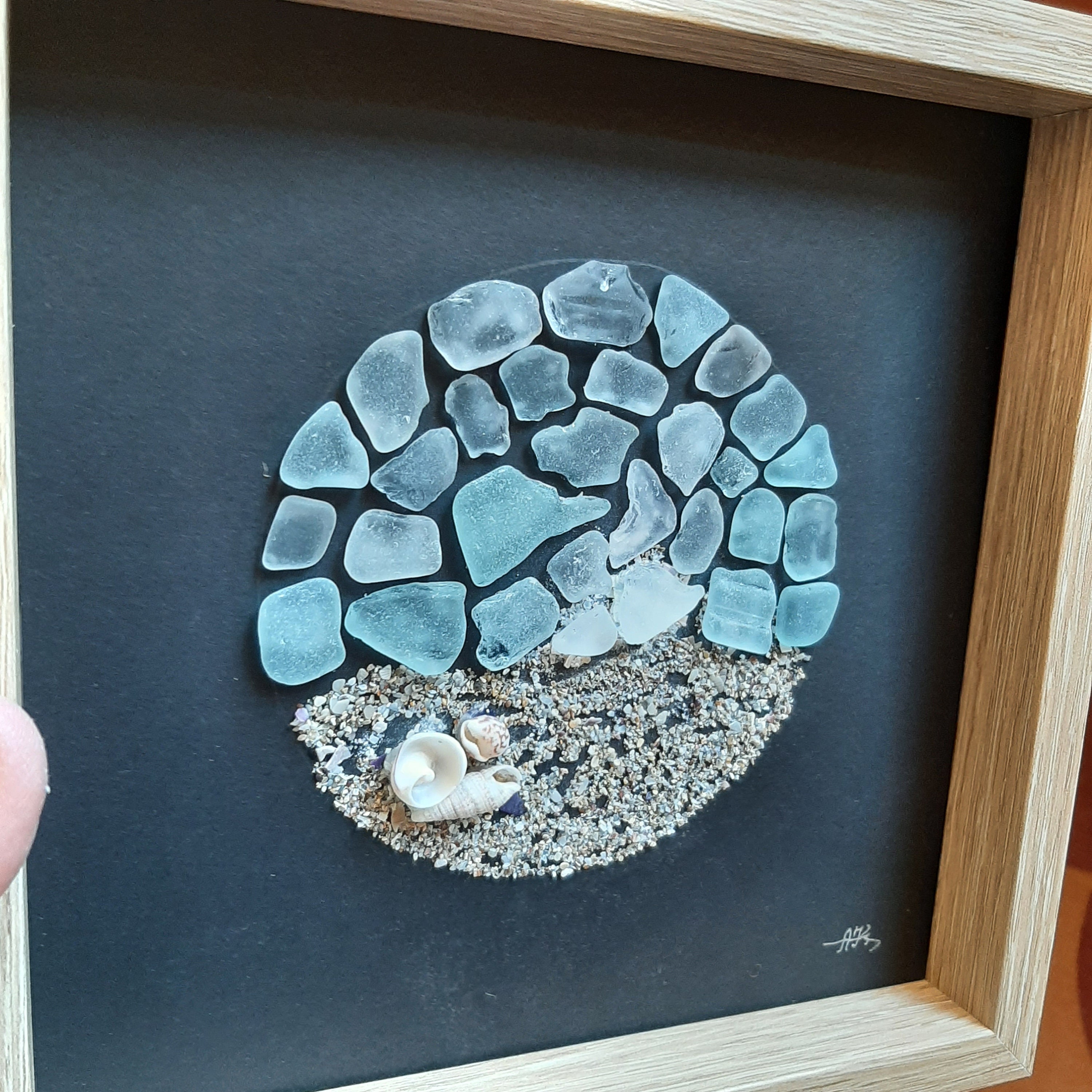 Sea Glass Art, Sea Glass Mosaic, Sea Shell Art, Sand, Beach