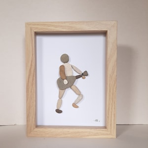 Pebble Art guitar, Guitar player, Rock band, Family gift, Best friend gift, Student , Musician present, Birthday gift, teenager gift