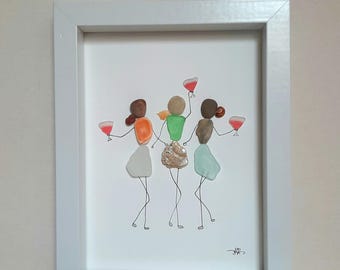 Pebble Art Besties, Beste Freunde, Mutter und Tochter, Schwestern, Rock Art Mutter Geschenk, Geburtstagsgeschenk, Dankeschön Geschenk, tolles Familiengeschenk