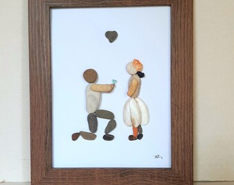 Bröllopsfrieribild med Pebble Art, brudparets jubileumspresent