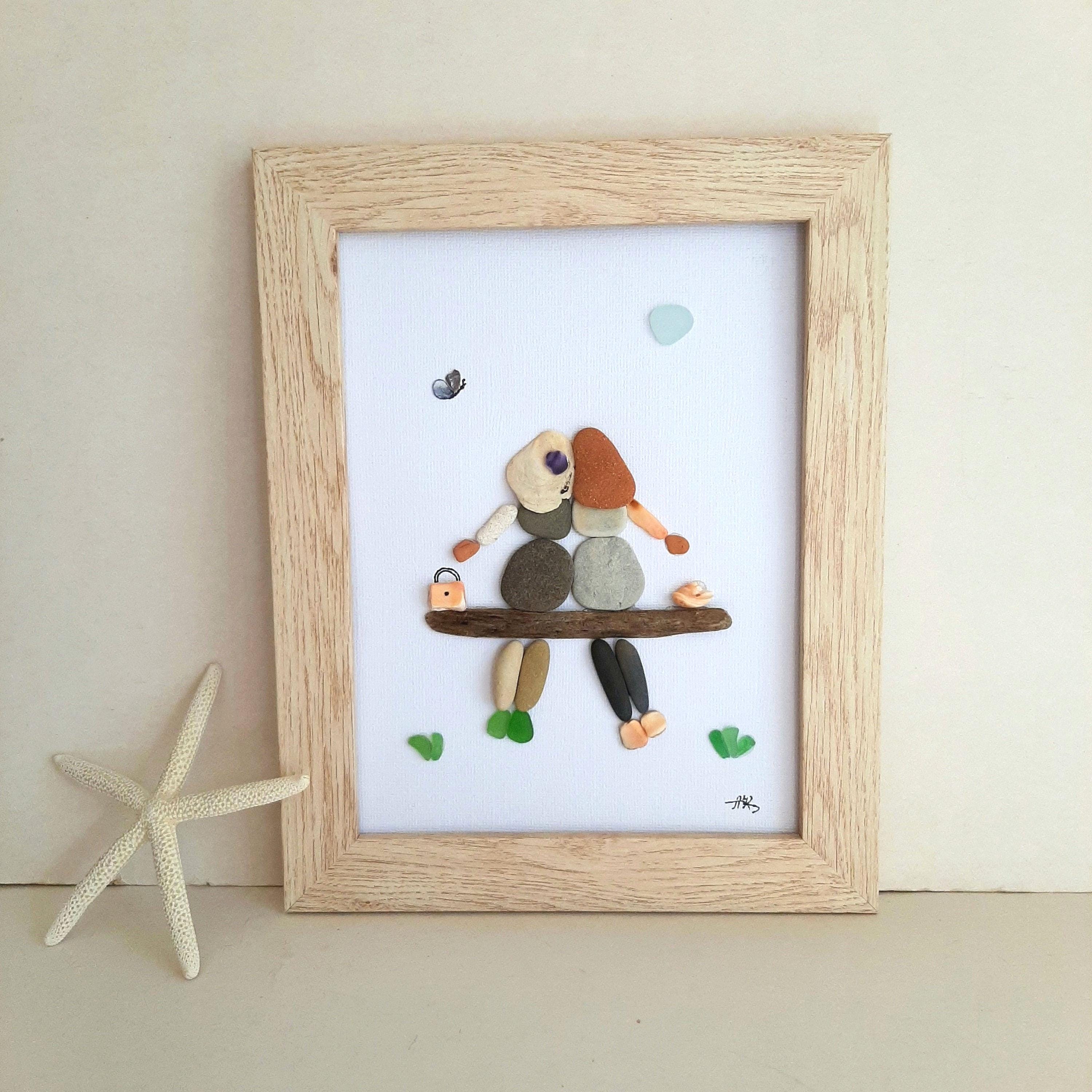 Pebble Art Besties, Beste Freunde, Mutter und Tochter, Schwestern, Rock Art Mutter Geschenk, Geburtstagsgeschenk, Dankeschön Geschenk, tolles Familiengeschenk