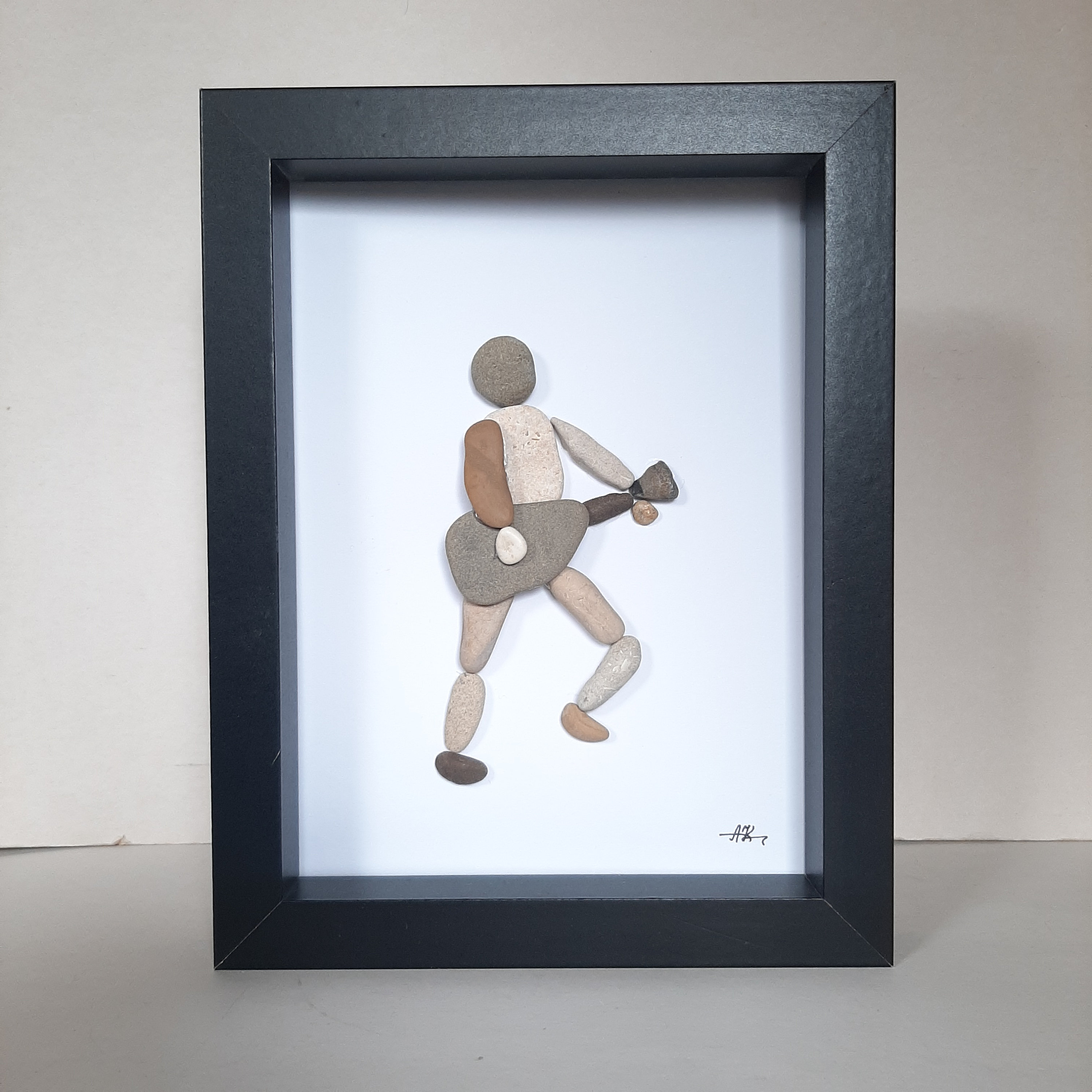 Pebble Art Guitar, Guitar Player, Rock Band, Family Gift