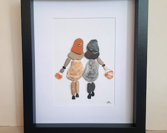 Pebble Art Besties, Beste Freunde, Mutter und Tochter, Schwestern, Rock Art Mutter Geschenk, Geburtstagsgeschenk, Dankeschön Geschenk, tolles Familiengeschenk