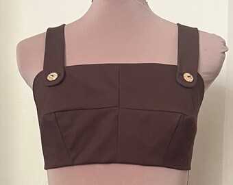1950’s Vintage Style Chocolate Brown Cotton Playsuit