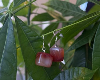 Carneool hangende oorbellen | Sterling zilveren haakjes | Oorbellen met natuurlijke edelsteen | Handgemaakte sieraden met steen
