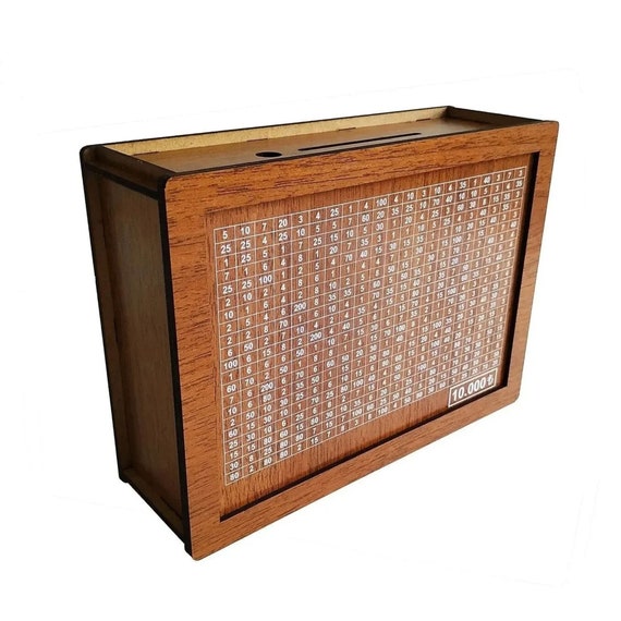Houten spaarpot, met teller en marker, Retro Money Bank opbergdozen met een pen voor volwassenen en kinderen-10000