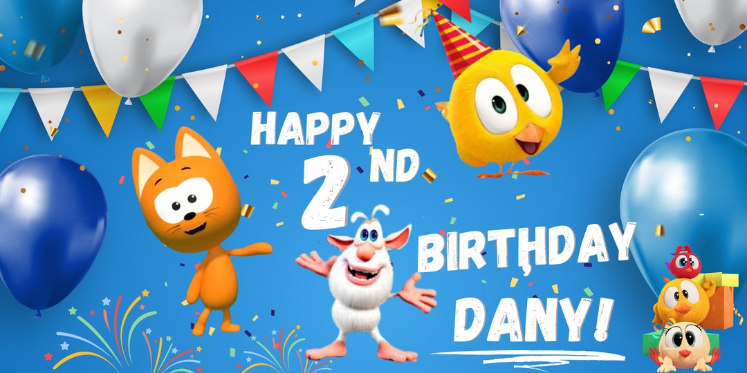 Birthday Digital Banner With Kids Favorite Animation Birthday Booba ...