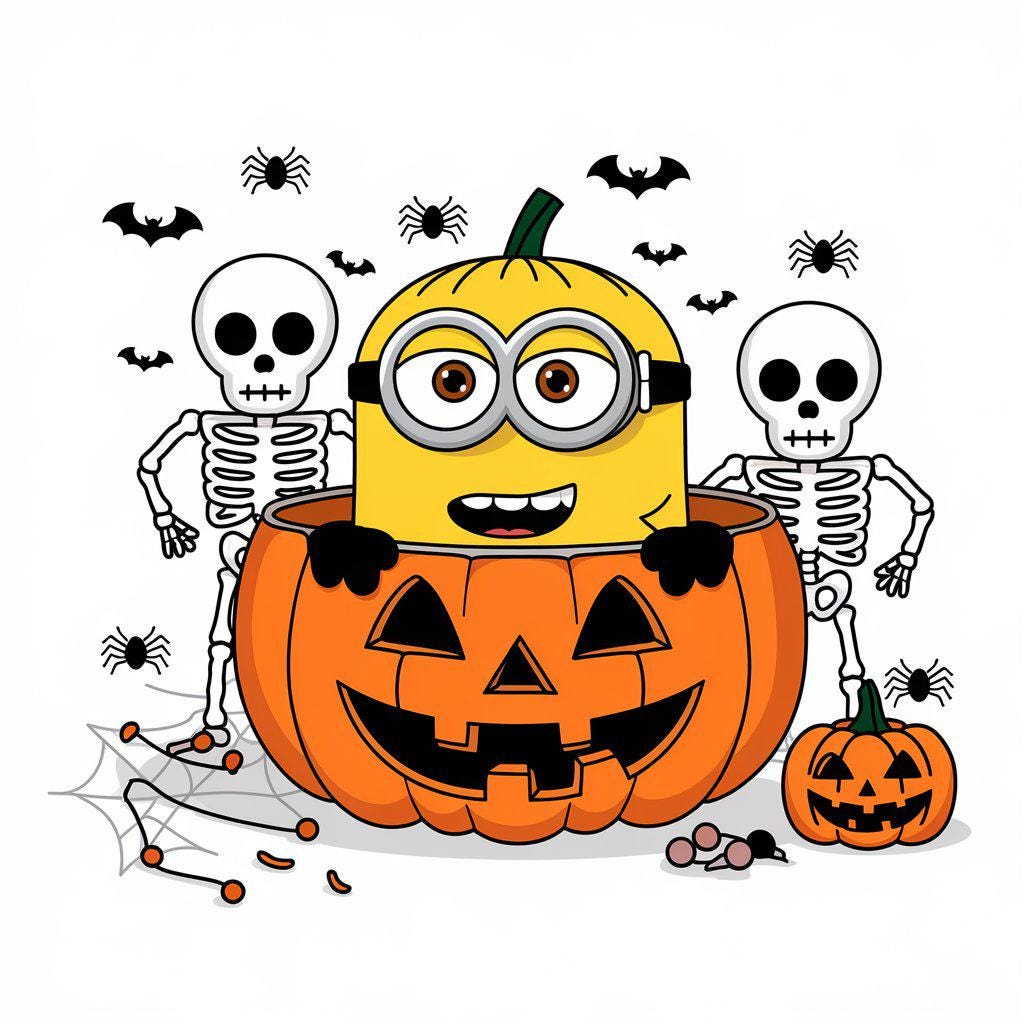Minions Halloween Creepy PNG, Pumpkin Halloween Minion, Minions Wall