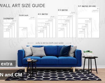 Wall Art Size Guide: Frame Sizing Mockup (Digital Download)