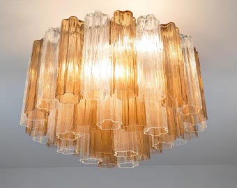 Murano glass Tronchi chandelier in smokey brown and clear color