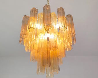 Murano glass Tronchi chandelier in smokey brown and light amber color