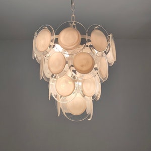 White discs murano glass chandelier