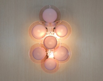 Murano glass pink discs wall sconce