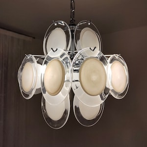 Murano glass white discs chandelier