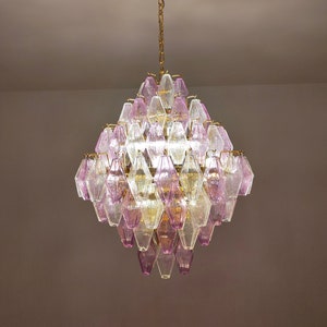 Murano glass polyhedral shaped clear and amethyst poliedri chandelier