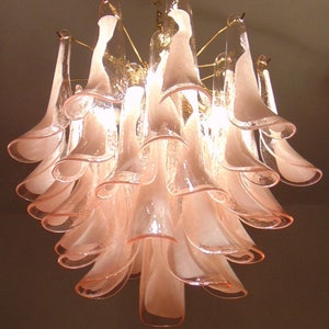 Murano glass chandelier pink feathers