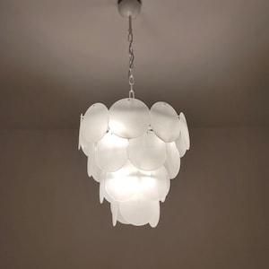 Satin White Murano Glass Discs Chandelier