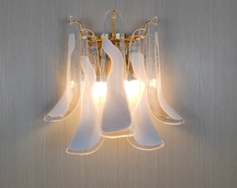 White feather murano wall sconces