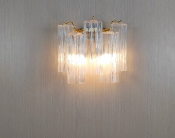 Murano clear glass Tronchi wall sconce