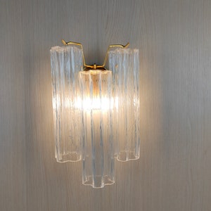 Murano glass clear tronchi wall sconce