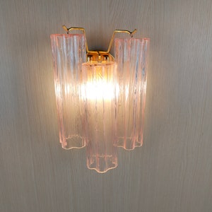 Murano glass pink tronchi wall sconce