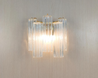 Murano glass clear tronchi wall sconce