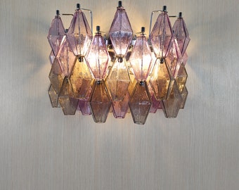 Murano glass polyhedral wall sconce in amethyst and smokey colors