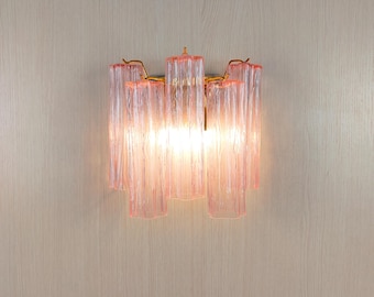 Murano glass pink tronchi wall sconce