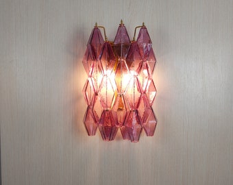 Murano glass polyhedral wall sconce  in amethyst color