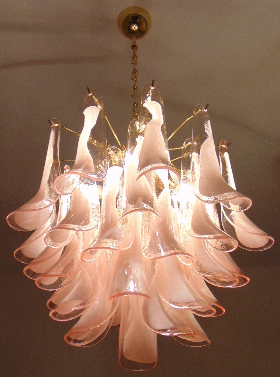 MURANO ITALY金彩 ピンクレースライン ピッチャー 花瓶 MURANO ITALY金彩 ピンクレースライン ピッチャー 花瓶