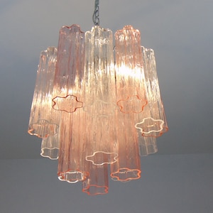 Pink and clear tronchi chandelier