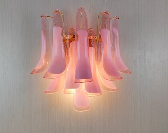 Murano glass 10 pink petals wall sconce