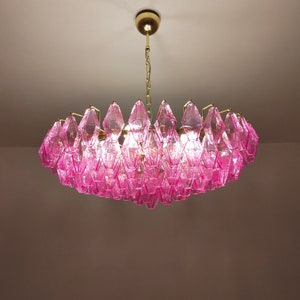 Murano glass polyhedral pink chandelier
