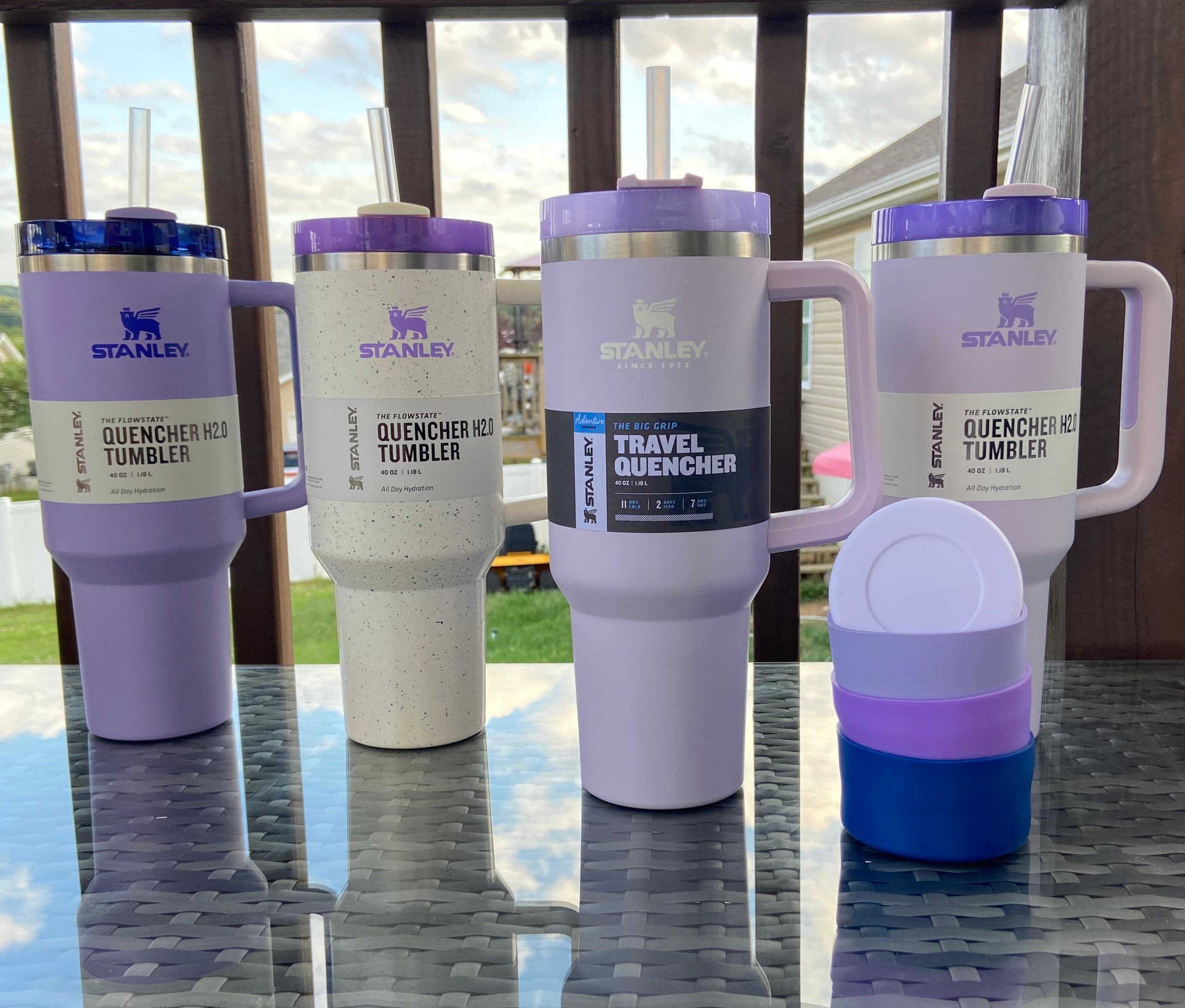 40oz Rare Purple Stanley Tumblers w/Custom Dyed Lids