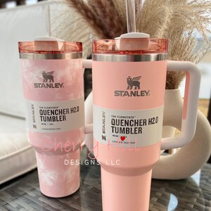 30 Oz Stanley - Stanley Tumbler - Stylish Stanley Tumbler - Pink Barbie  Citron Dye Tie