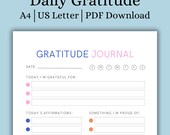 Daily Gratitude Planner Printable, 5-minute gratitude planner, Daily Gratitude Log, Wellness journal, Selfcare template, Mindfulness Log