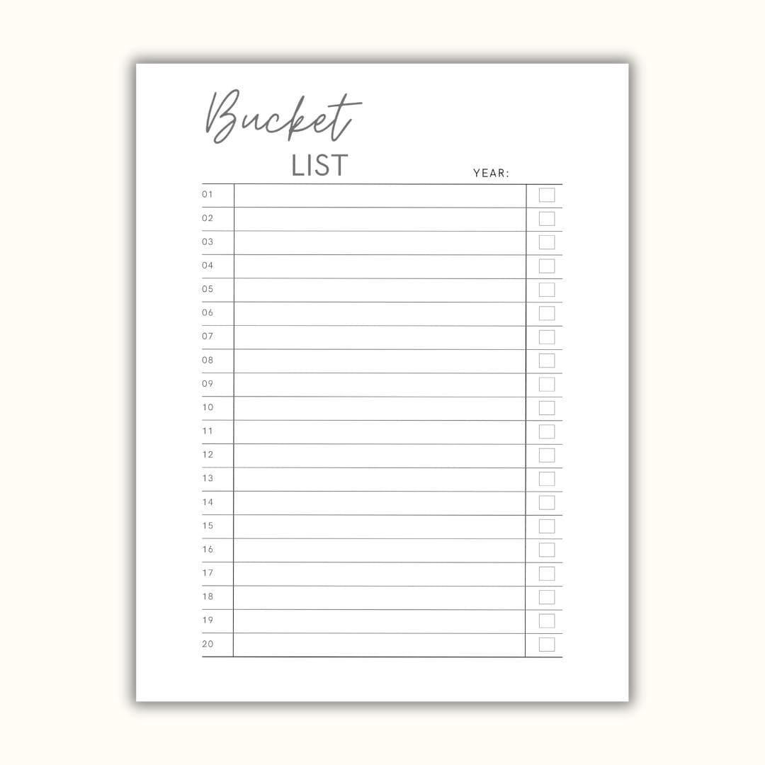 2025 Bucket List Printable Template, Things Todo in 2025