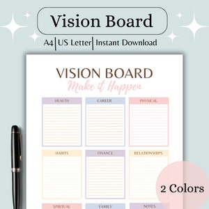 Vision Board Printable Planner Goal Planner Template - Etsy