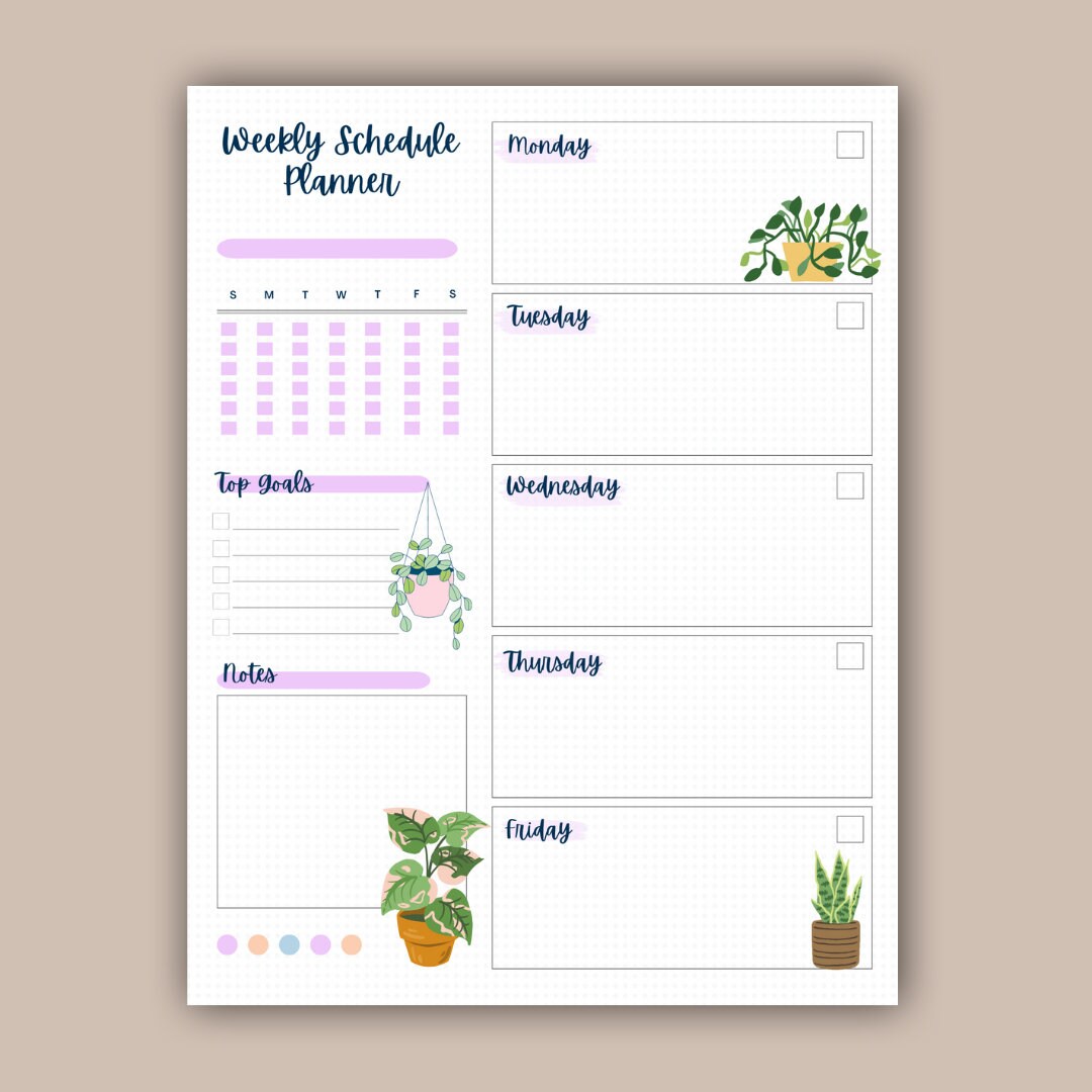Weekly Schedule Task Organizer Form.pdf Weekly Organizer Printable, Weekly Schedule Template, Top Goals Planner ...