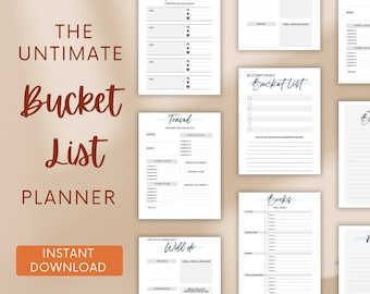 Bucket List Template, Itinerary Planner, Books to Be Read, Preparation and Notes, Travel Bucket List, Summer Activity Checklist, Digital, A4