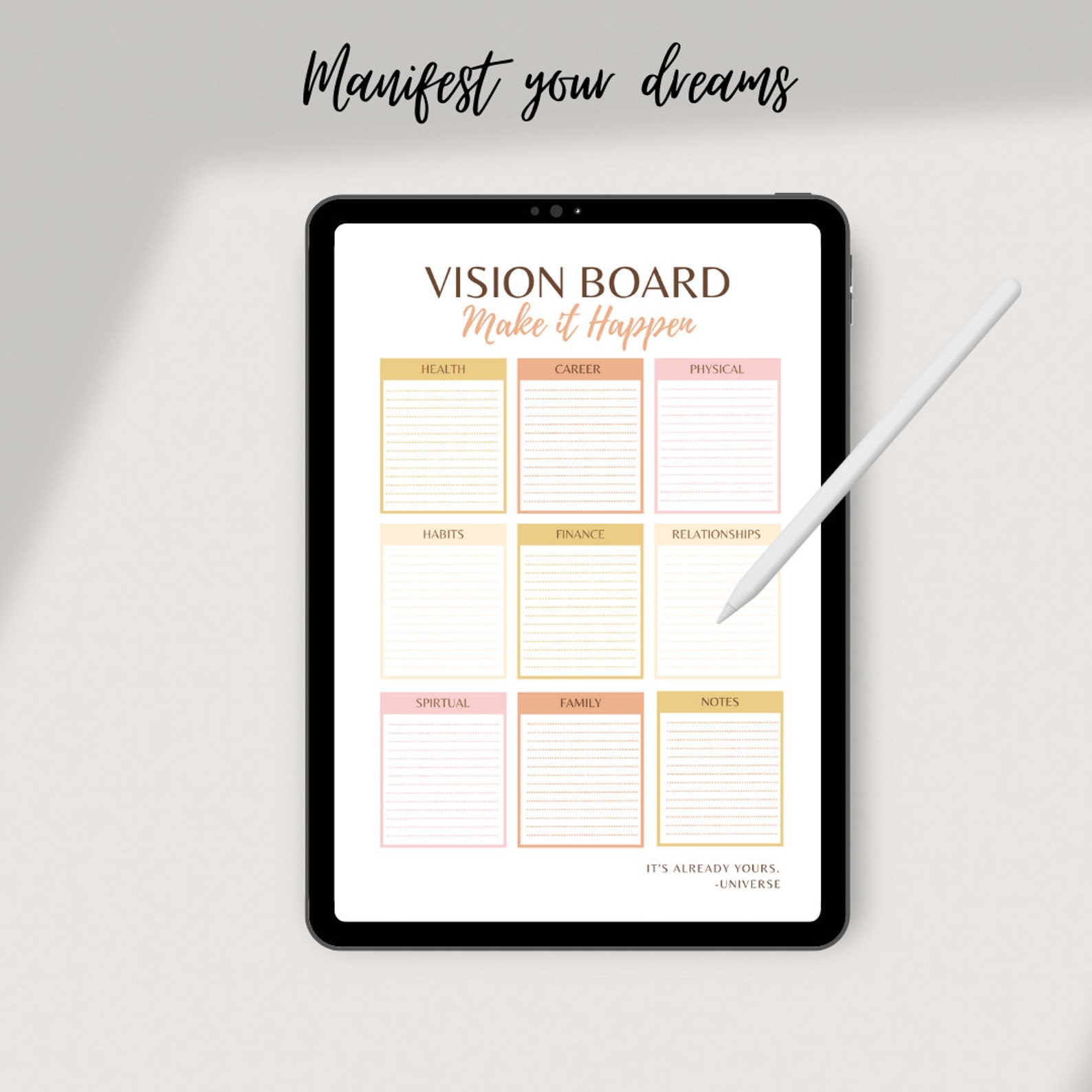 Vision Board Printable Planner, Goal Planner Template, Self-care ...