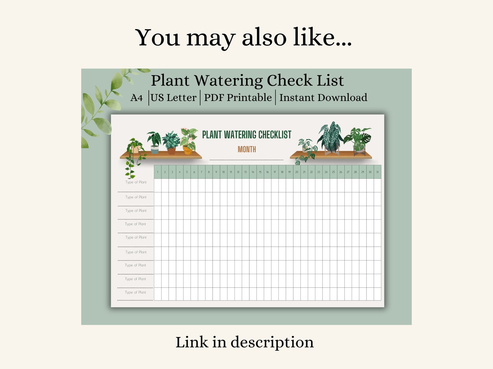 Weekly Plant Watering Chart, Houseplant Watering Schedule, Plant Care