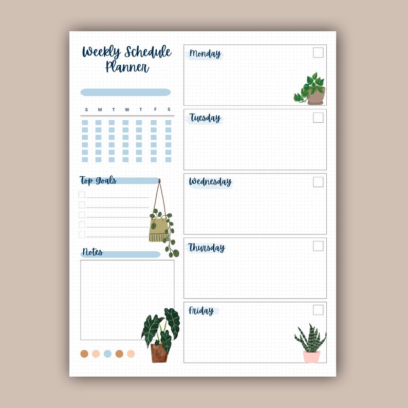 Weekly Schedule Task Organizer Form.pdf Weekly Organizer Printable, Weekly Schedule Template, Top Goals Planner ...